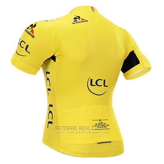 2015 Fahrradbekleidung Tour de France Gelb Trikot Kurzarm und Tragerhose